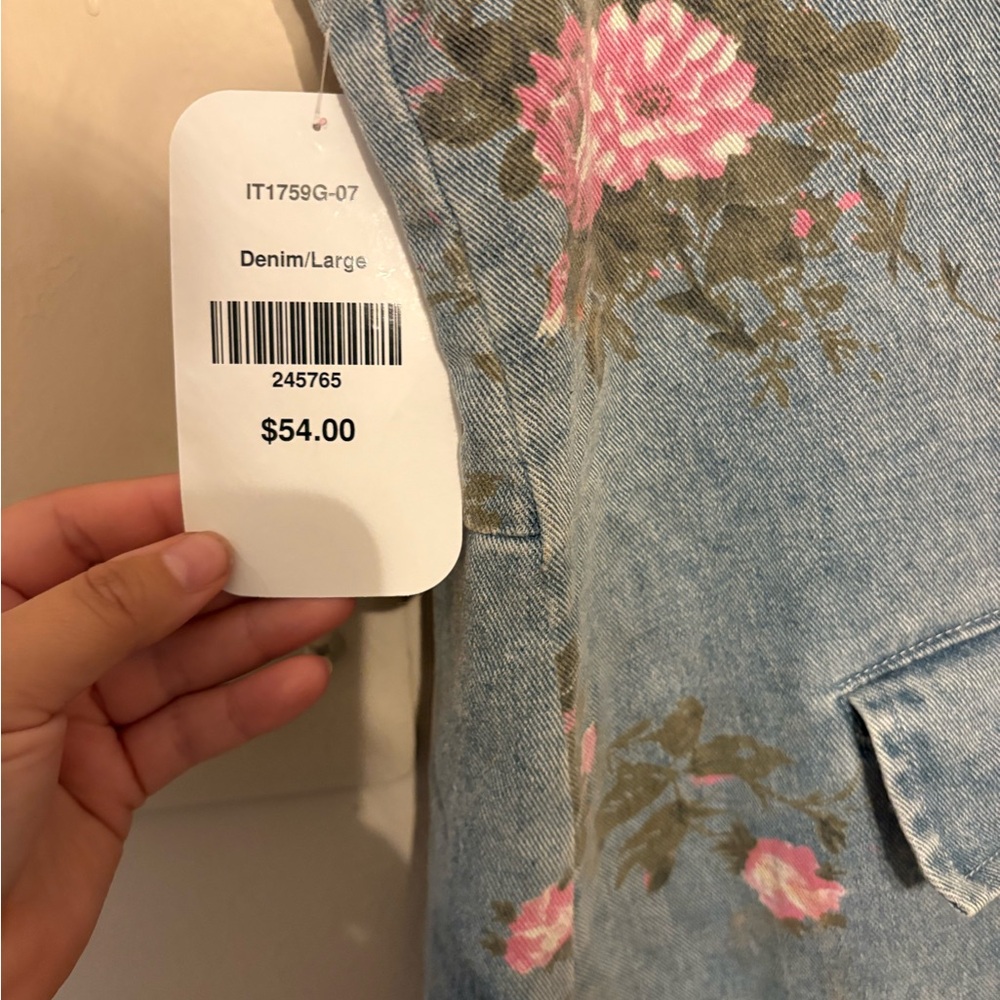 Floral Denim mini dress - Picture 3 of 5